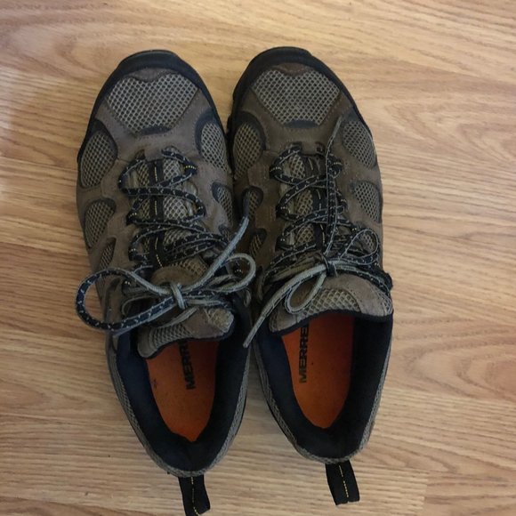 Merrell Mens Bungee Cord Old Gold Low Waterproof Trail Hiking Shoes Sz 8 - Picture 2 of 6